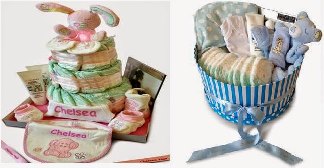 Stunning Personalised Baskets & Nappy Cakes For Baby Shower
