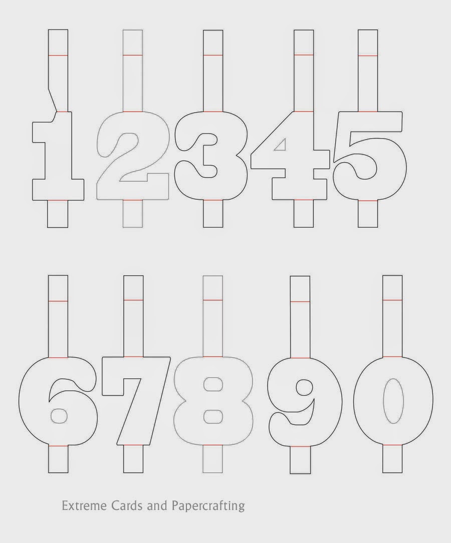 pop up card numbers numerals for cake slice pop up card