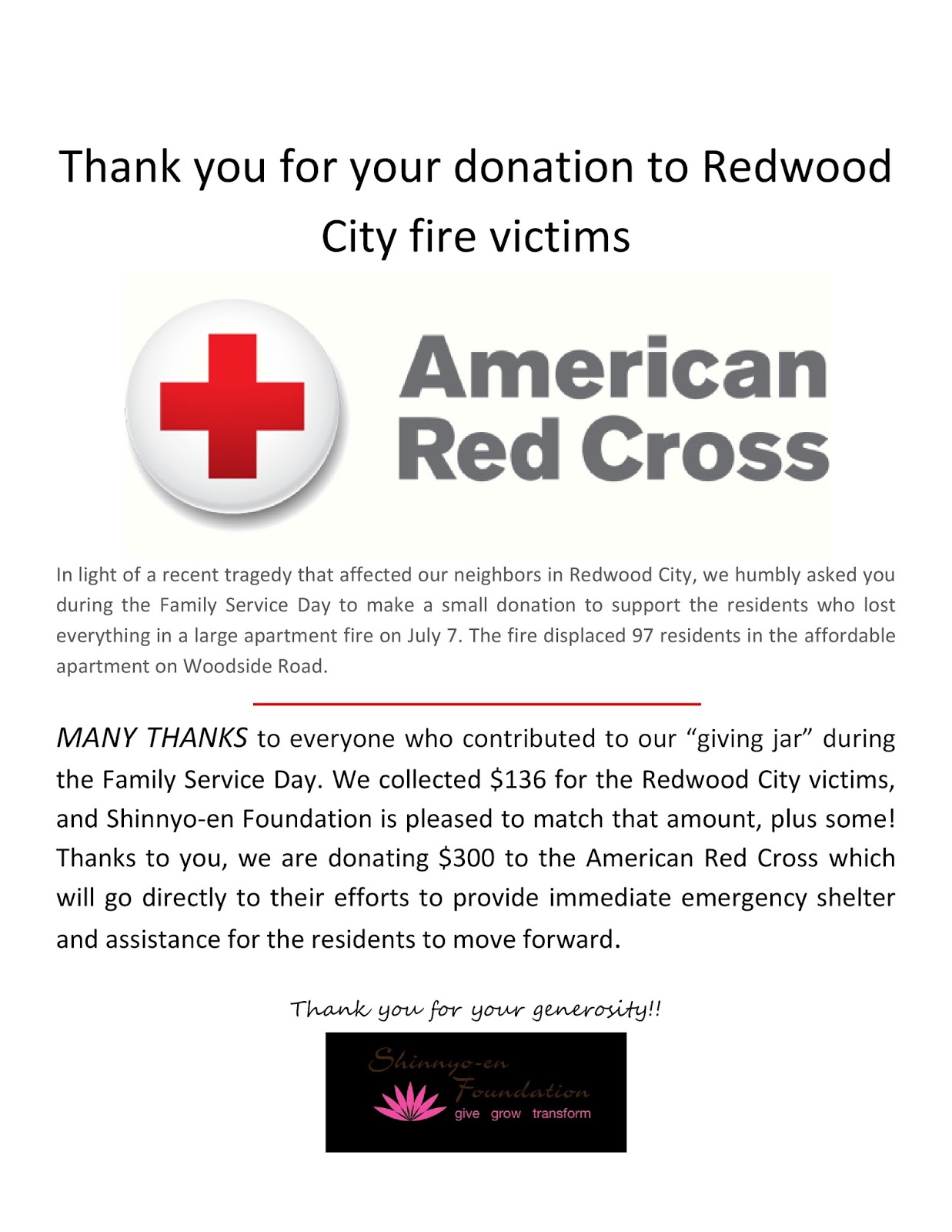 Shinnyoen USA Head Temple Thank you for your donation to Redwood