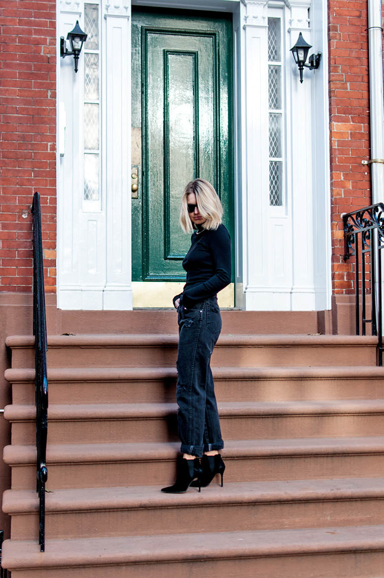 Fashion Over Reason, boyfriend mom jeans, turtleneck, Stuart Weitzman booties, West Village NYC Fashion Over Reason, boyfriend mom jeans, turtleneck, Stuart Weitzman booties, West Village NYC