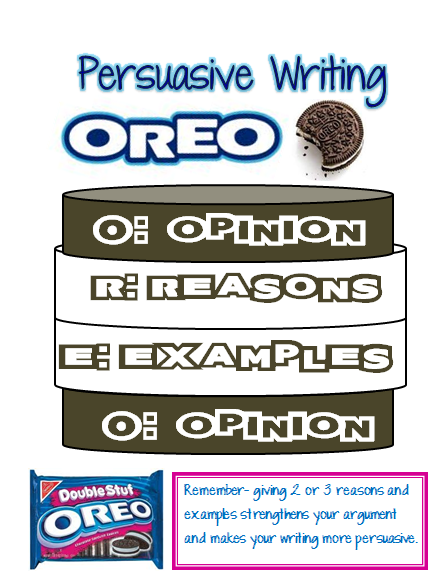 Oreo template for persuasive writing picture