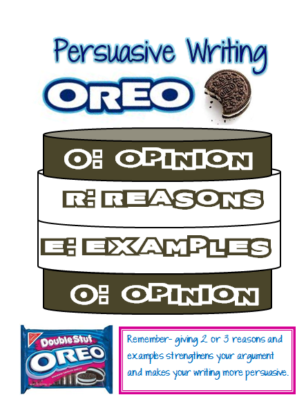 Our Cool School: Persuasive Writing: OREO....updated with PDF files