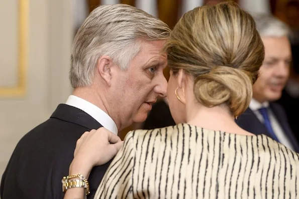 Queen Mathilde of Belgium and King Philippe of Belgium attended the new year reception held for representatives of SHAPE and NATO at the Royal Palace 
