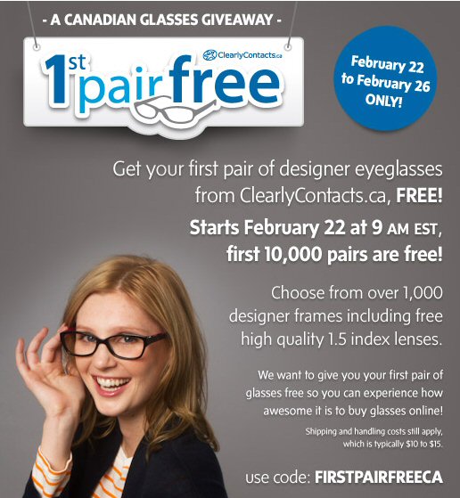Free glasses coupon code clearly contacts