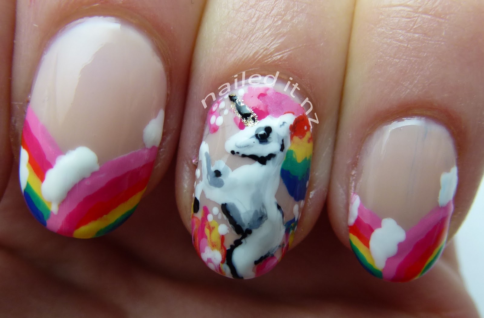 Rainbow Unicorn Nails - wide 8