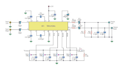 Tone Control Circuit using TDA1524A