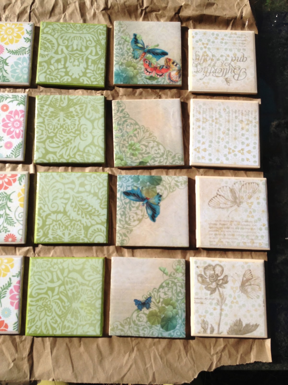 Sarahracha Decoupage tile coasters
