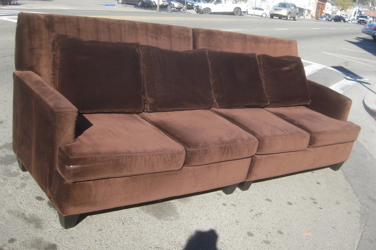 UHURU FURNITURE & COLLECTIBLES SOLD Plum Colored Velour 2 Piece