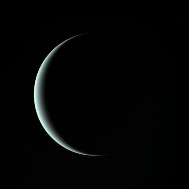 Delicate Uranus Crescent captured by the Voyager 2 Probe