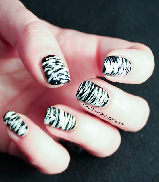 Black and White Sugarspun Nails