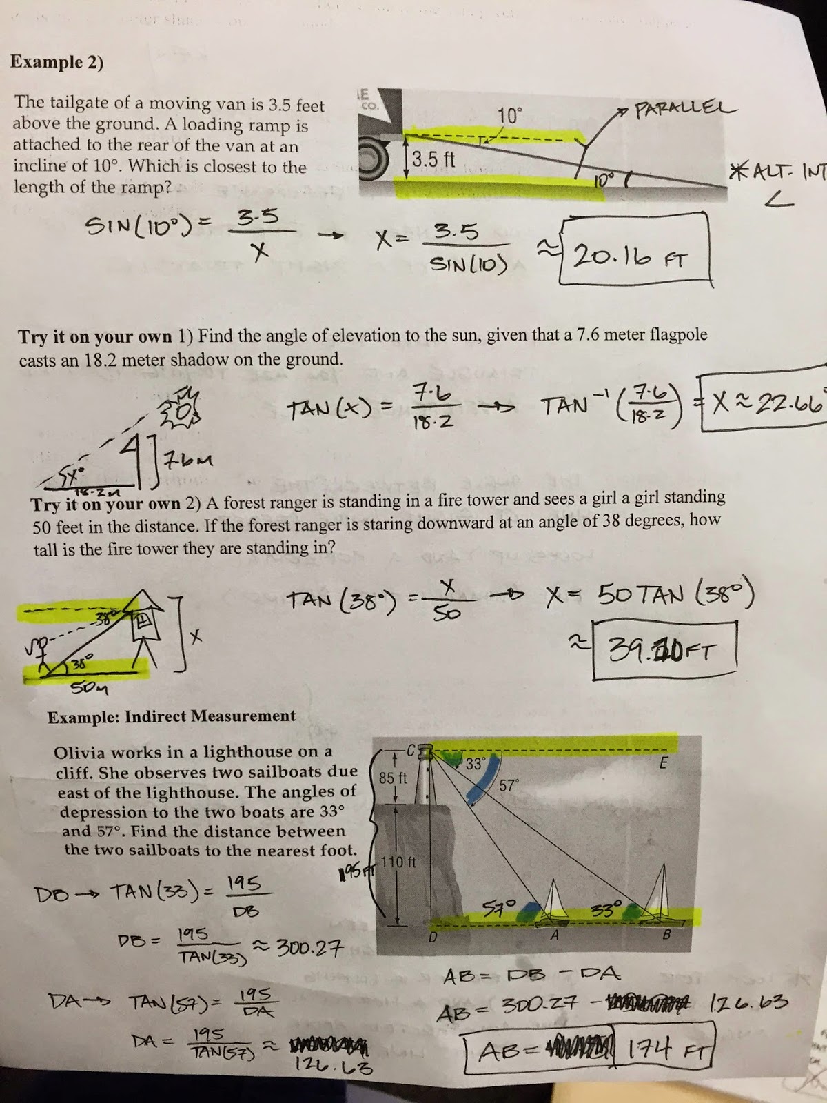 Angle of elevation and depression formula image