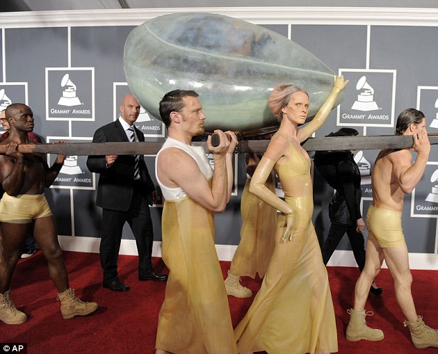 Lady Gaga Grammy Egg Arrival. Gaga, 24, was barely visible