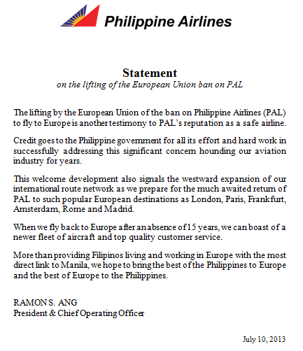 philippine airlines vision and mission