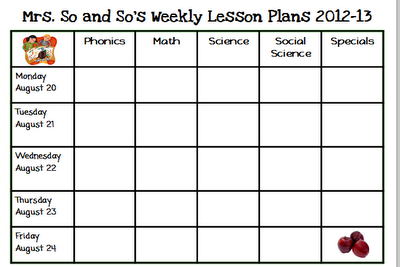 free weekly lesson plan template