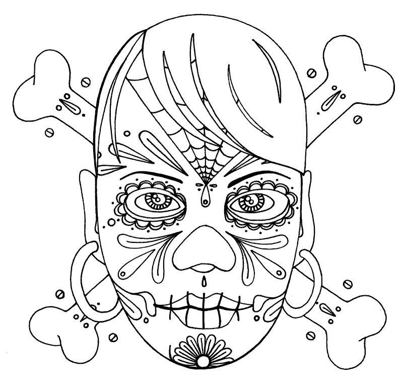 Wenchkin's coloring pages - girly skull and crossbones title=