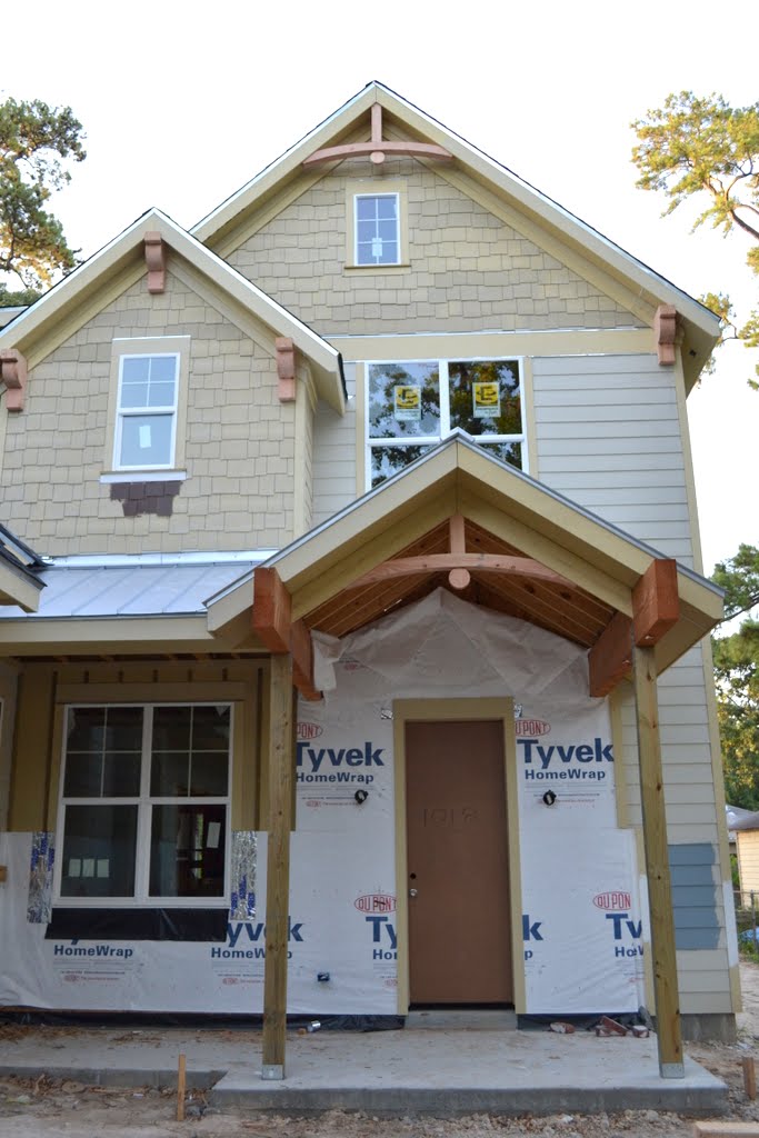 alwais on custom cedar gable accents done today, cornice almost complete