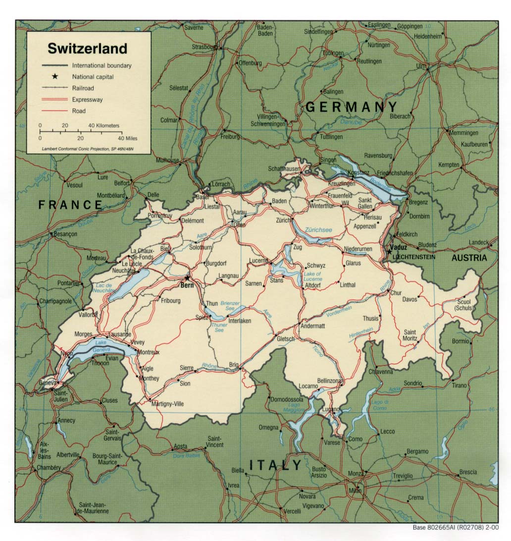 google maps europe: Map of Switzerland Country Area