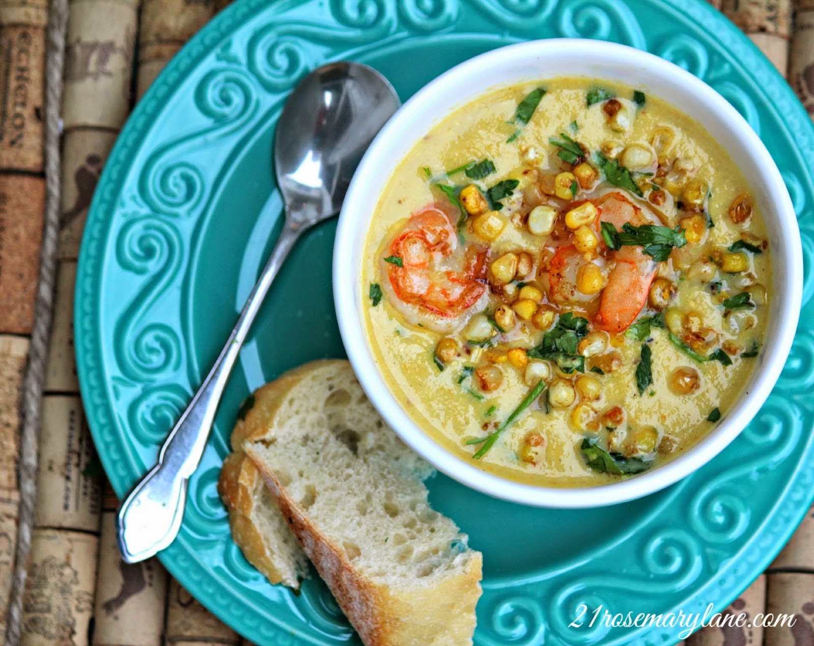 21 Rosemary Lane Roasted Corn Chowder with Shrimp