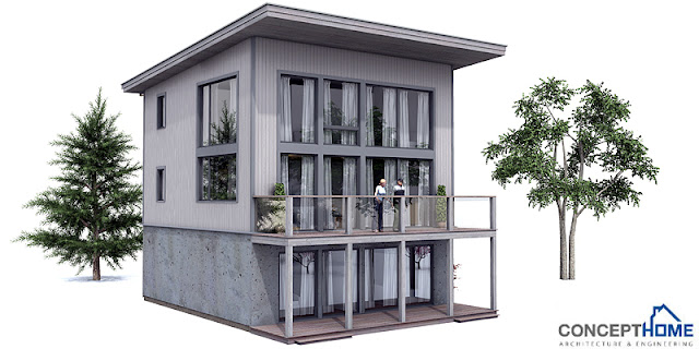 Contemporary House Plans: Small Modern House Plan CH99