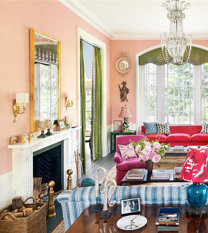 Exquisite living room of Katie Ridder in her Hudson Valley weekend home.