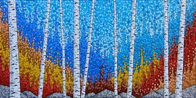 Autumn Encore, acrylic landscape birch tree painting by artist aaron kloss Autumn Encore, acrylic landscape birch tree painting by artist aaron kloss