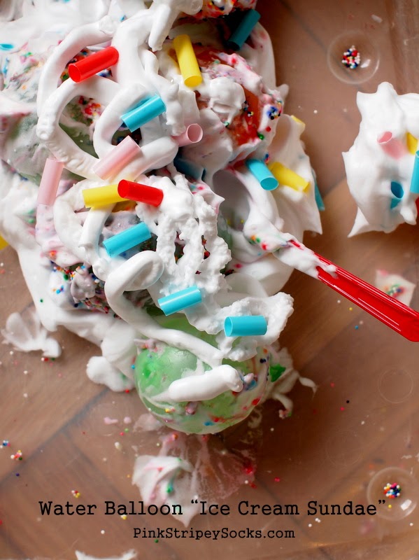 Shaving Cream and Water Balloon Play Pink Stripey Socks