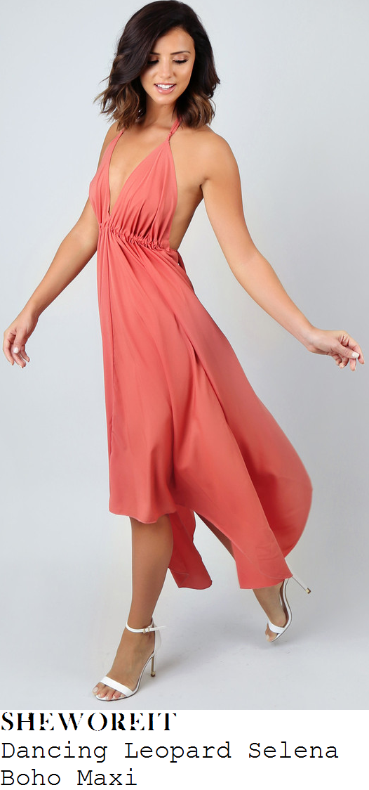 lucy-mecklenburgh-pink-drape-halter-asymmetric-maxi-dress