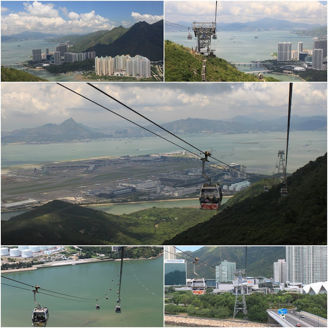 Heading back to Tung Chung MTR station by cable car after visiting Ngong Ping Village in Hong Kong Heading back to Tung Chung MTR station by cable car after visiting Ngong Ping Village in Hong Kong