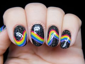 Galactic rainbow nails by @chalkboardnails