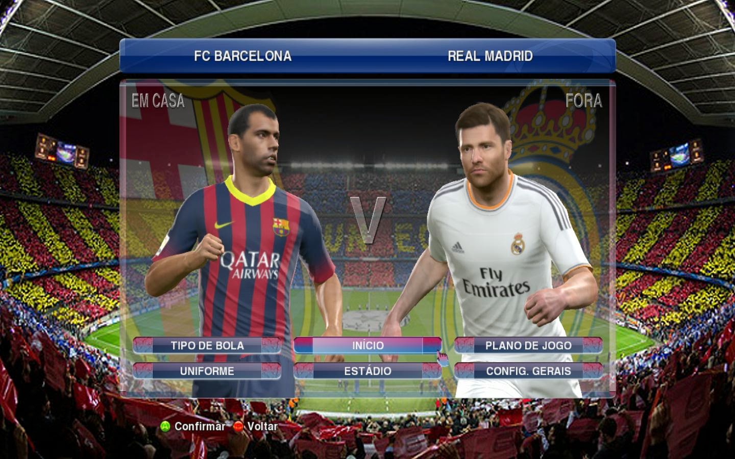 Menu do Barcelona para Pro Evolution Soccer 2014. Menu do Barcelona para Pro Evolution Soccer 2014.