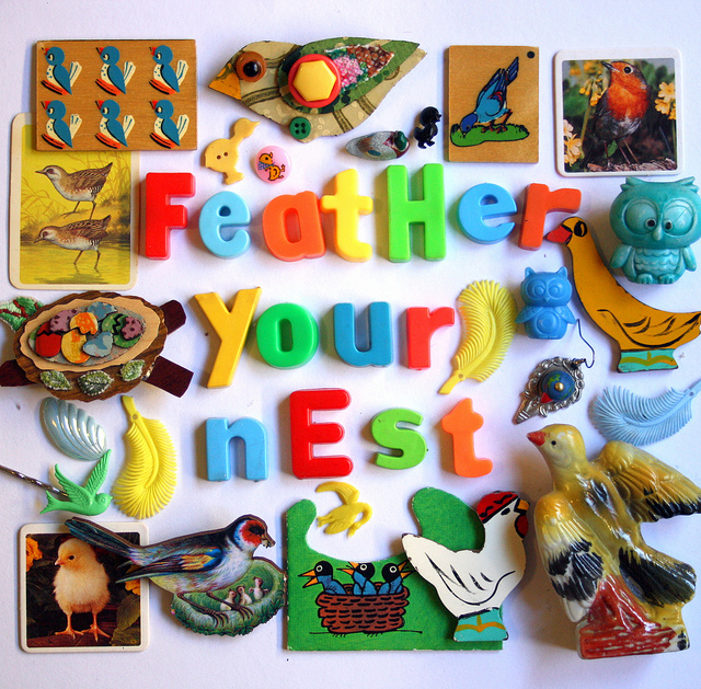 Lino Forest Mixing Craft and Colour. "Feather Your Nest"