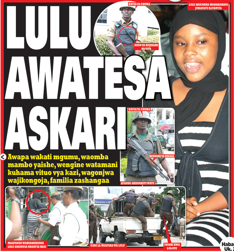 KWENYE GAZETI LA AMANI LEO ASKARI WANAO MLINDA ELIZABETH MICHAEL 'LULU