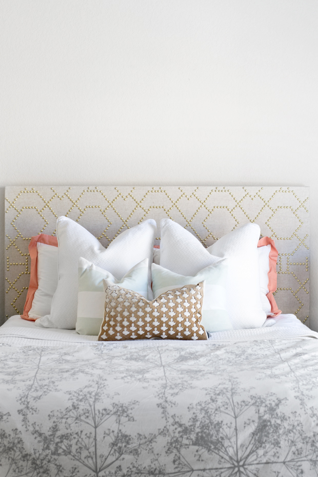 sarah m. dorsey designs Nailhead Metallic Linen Headboard Tutorial
