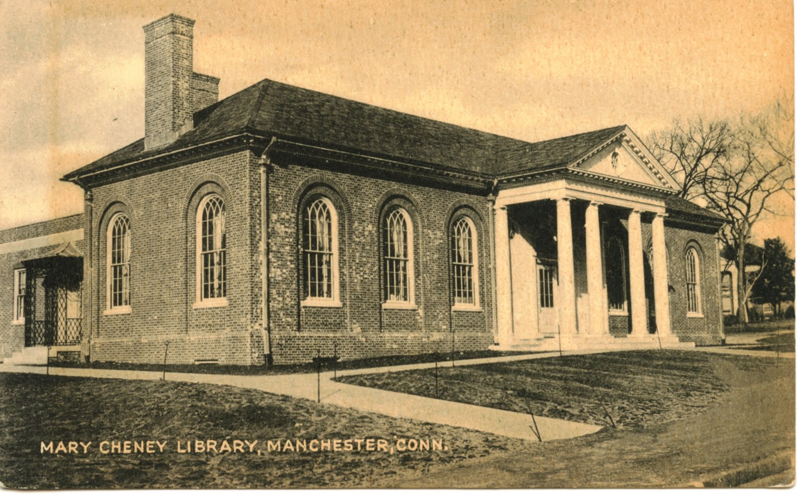 Library Postcards 1946 Mary Cheney Library, Manchester, Connecticut