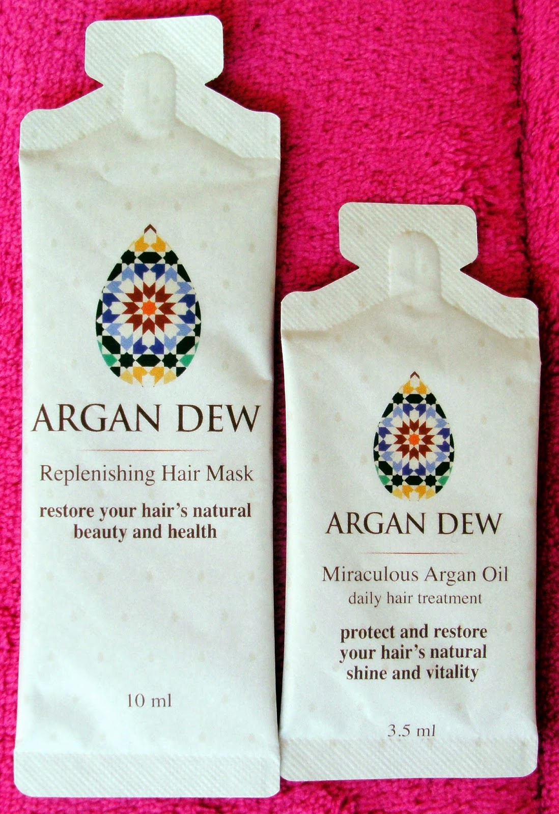 Arga Dew Replenishing Hair Mask and Miraculous Argan Oil Samples Arga Dew Replenishing Hair Mask and Miraculous Argan Oil Samples