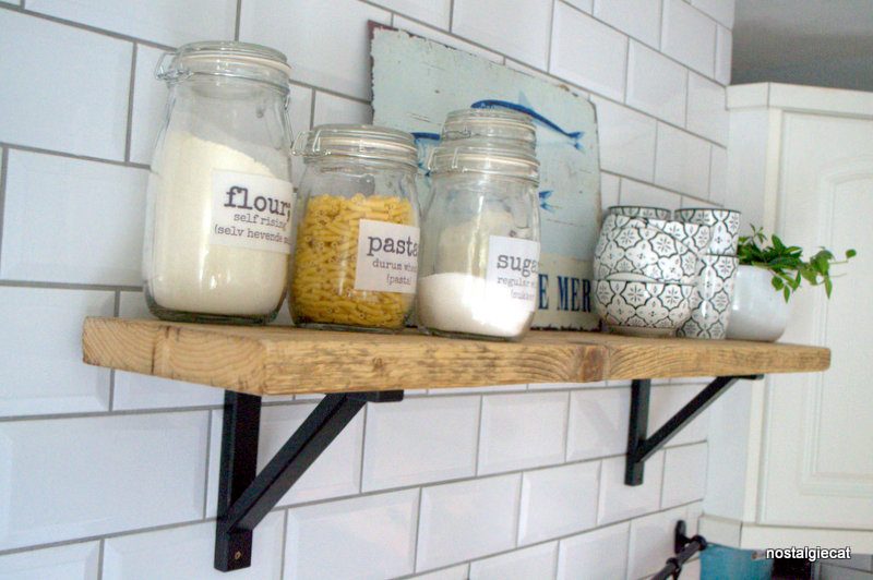 Nostalgiecat Reclaimed Scaffolding Wood For New Kitchen Shelves I Love How They Turned Out Better Than Had Imagined Actually