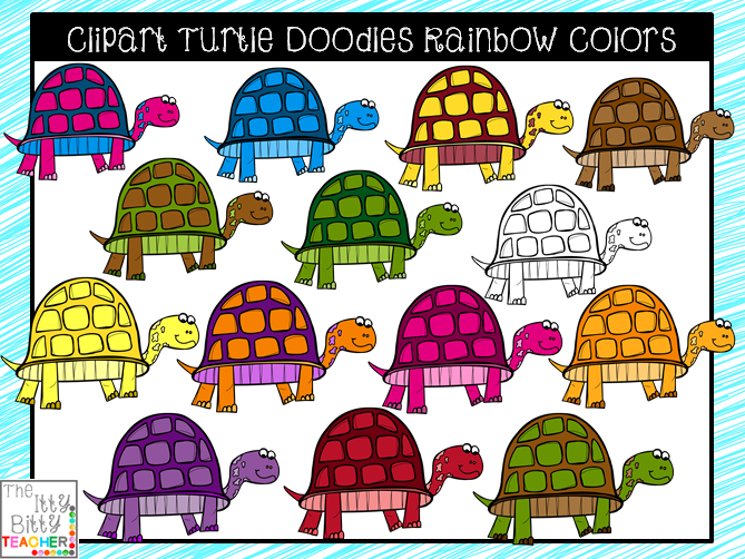 http://www.teacherspayteachers.com/Product/Clipart-Turtle-Doodles-Rainbow-Colors-1469578
