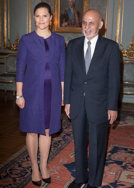 Crown Princess Victoria of Sweden met with the President of Afghanistan, Ashraf Ghani Ahmadzai. The meeting was held at the Royal Palace