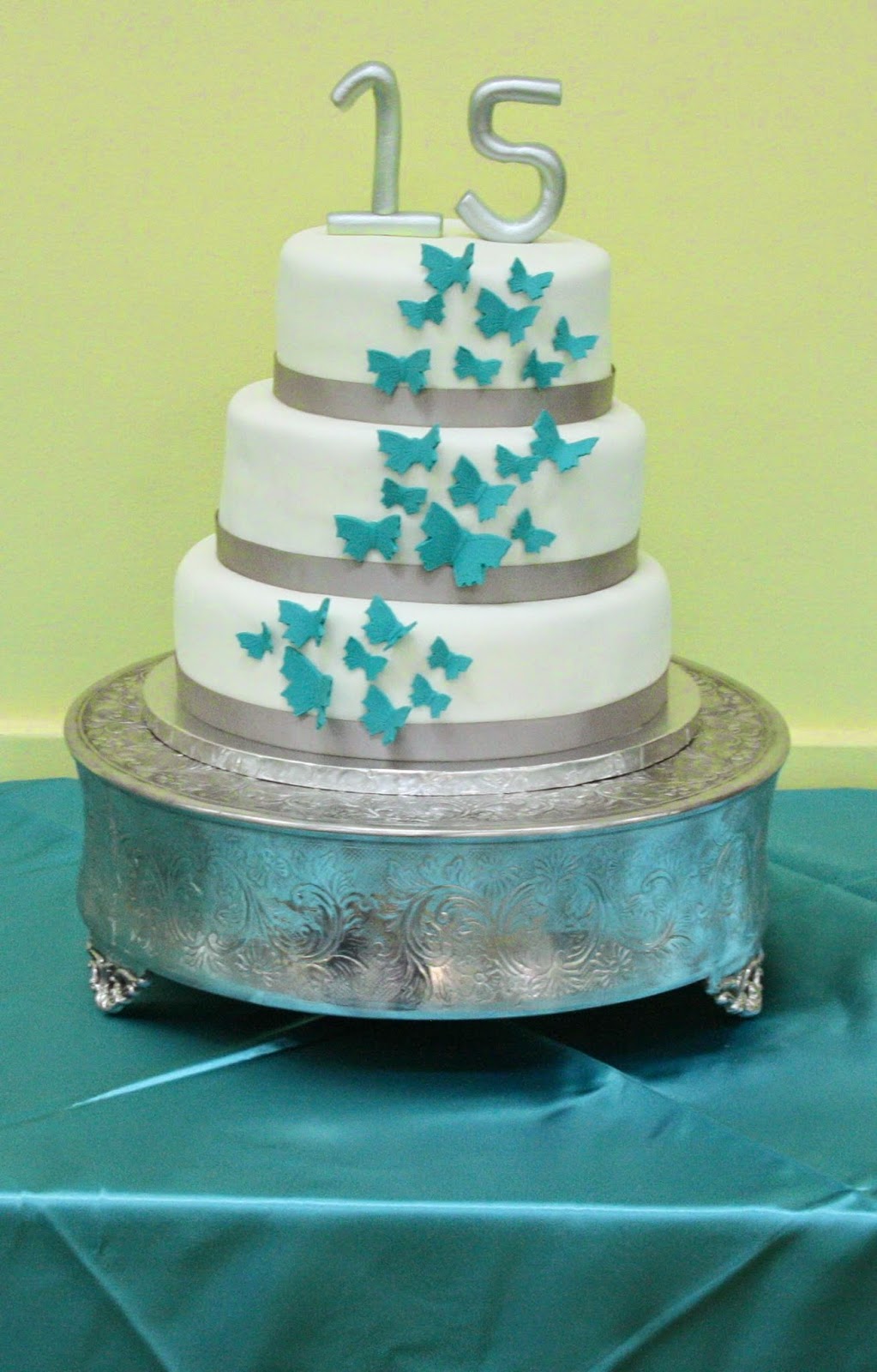 Jacqueline's Sweet Shop Butterfly Theme Quinceañera cake