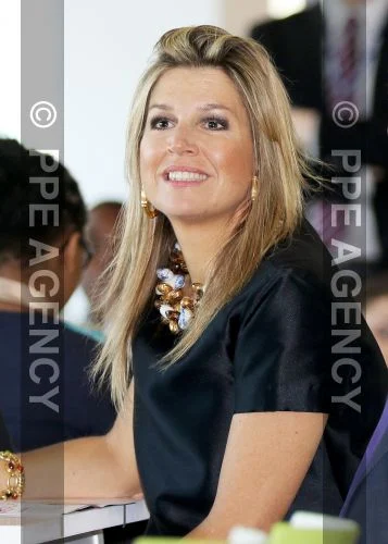 Queen Máxima of The Netherlands attended as the honorary president of platform Wiser in money matters at the Edge in Amsterdam a money-lesson part of the Money Week 2015