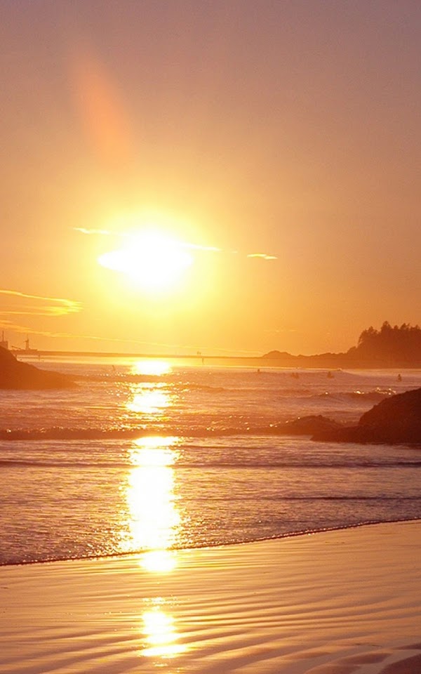 Sunset Beach Sea Reflection  Galaxy Note HD Wallpaper