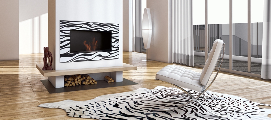 Chimenea de inspiración clásica