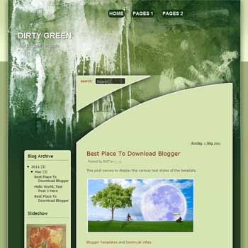 Dirty Green Wall Blogger Template. blogger template from wordpress theme. grunge blogger template
