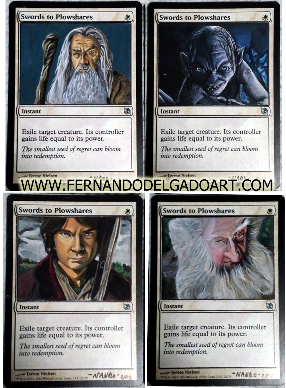 Fernando Delgado Art MTG Altered card Swords to Plowshares The Hobbit