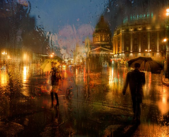 As fotografias de chuva nas cidades que parecem pinturas impressionistas de Eduard Gordeev Eduard Ed Gordeev fotografia como pinturas de aquarela impressionista de cidades na chuva melancolia luzes noite