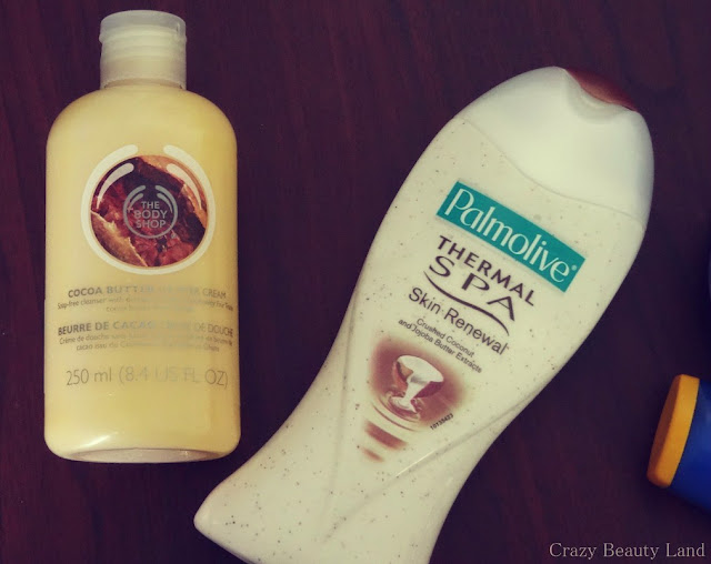 The Body Shop Cocoa Butter Shower Cream  Palmolive Thermal Spa Skin Renewal Shower Cream