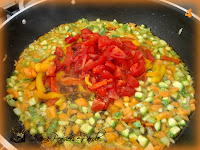 Tagliatelle peperoni, zucchine e carote