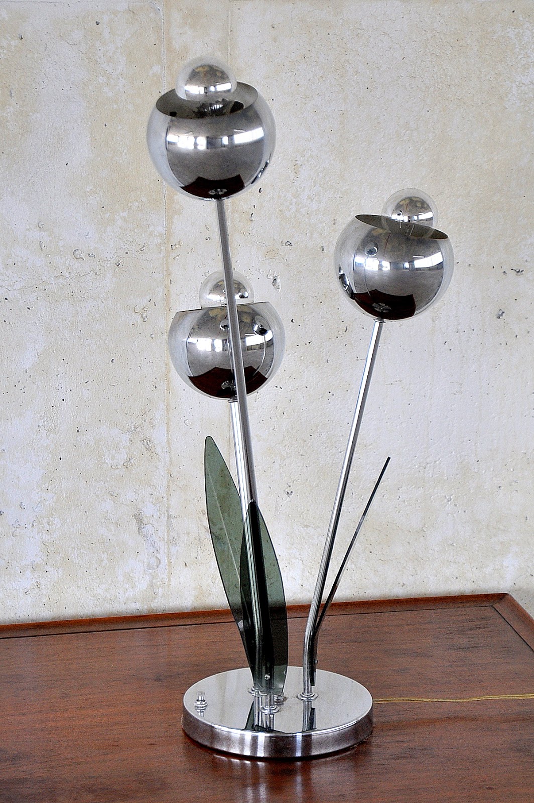 SELECT MODERN MidCentury Modern Chrome & Smoked Lucite Eyeball Lamp