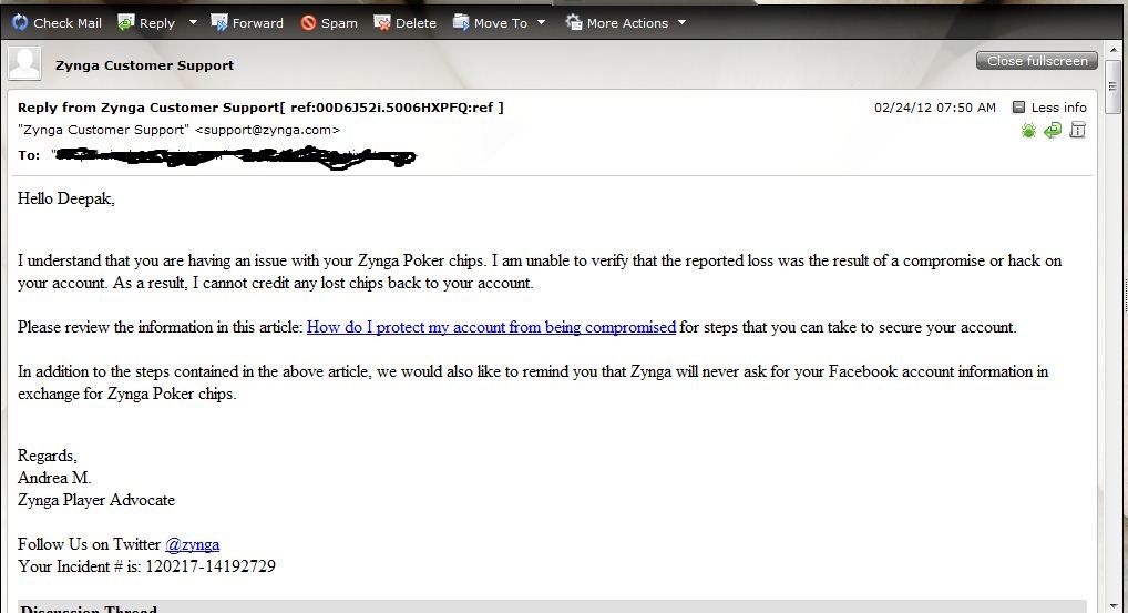 Zynga Poker Customer Support