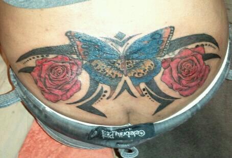 Butterfly cover up with roses and tribal